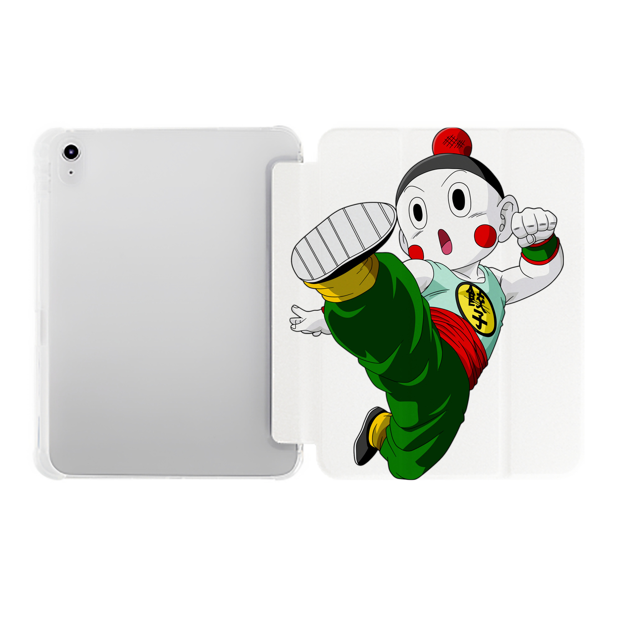 （画像用） ドラゴンボール 餃子（チャオズ）DRAGON BALL Chaoz IPad ケース ペン収納付き 三つ折りスタンド PUレザー×シリコン 対応機種9.5/10.5/10.9インチ